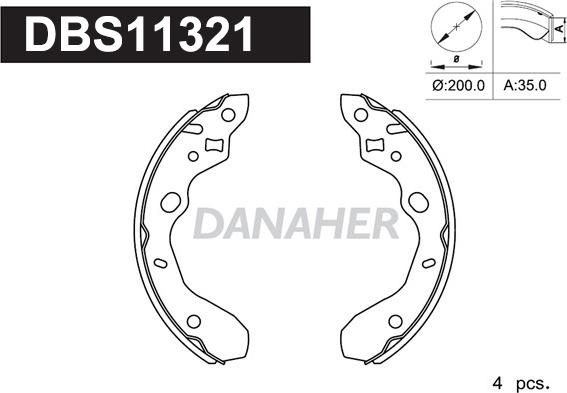 Danaher DBS11321 - Brake Shoe Set autospares.lv