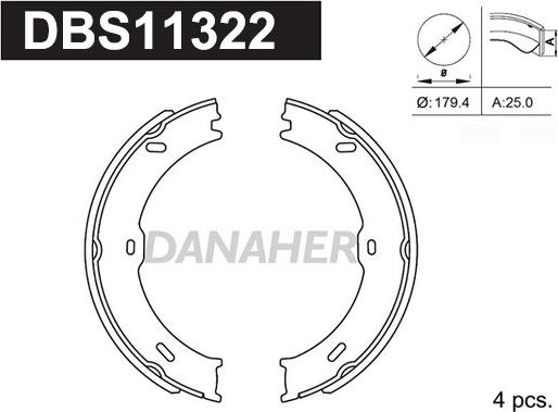 Danaher DBS11322 - Brake Shoe Set, parking brake autospares.lv