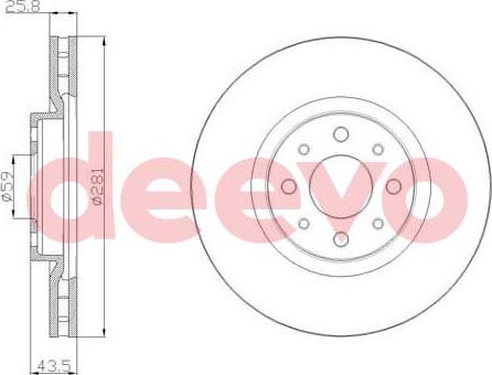 DEEVO BD15100 - Brake Disc autospares.lv