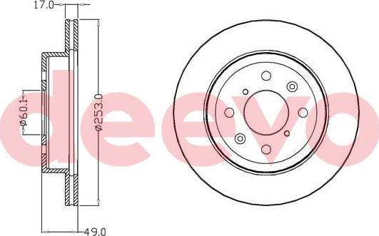 DEEVO BD16360 - Brake Disc autospares.lv