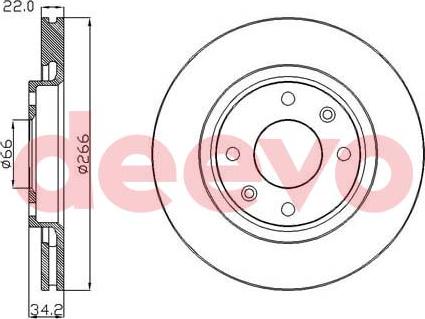 DEEVO BD13160 - Brake Disc autospares.lv