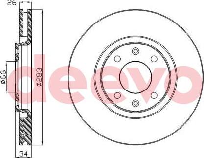 DEEVO BD13180 - Brake Disc autospares.lv