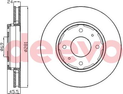 DEEVO BD34480 - Brake Disc autospares.lv