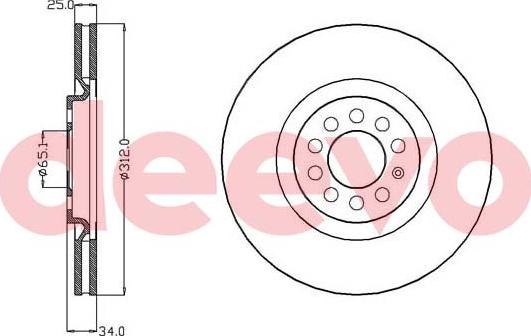 DEEVO BD34500 - Brake Disc autospares.lv