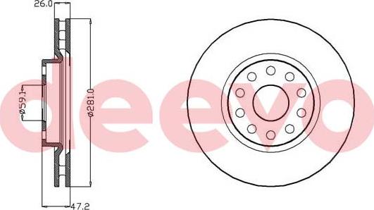 DEEVO BD31860 - Brake Disc autospares.lv