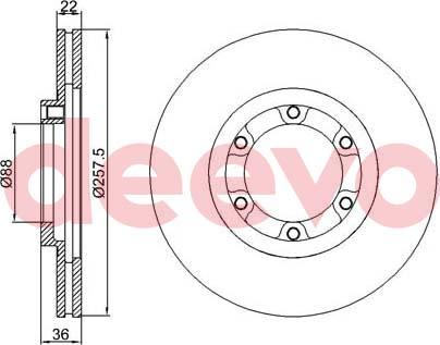 DEEVO BD25660 - Brake Disc autospares.lv