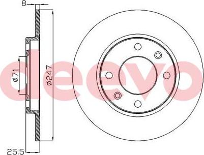 DEEVO BD28800 - Brake Disc autospares.lv