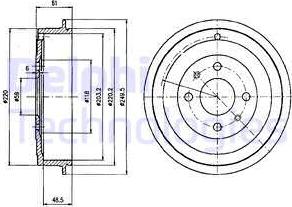 Delphi BF413 - Brake Drum autospares.lv