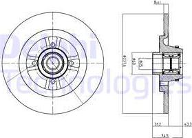 Delphi BG9025RS - Brake Disc autospares.lv