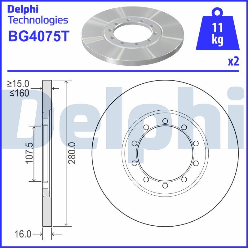 Delphi BG4075T - Brake Disc autospares.lv