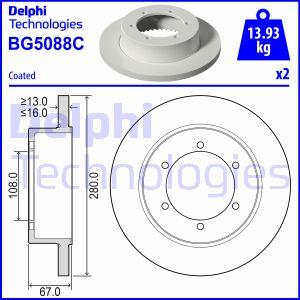 Delphi BG5088C - Brake Disc autospares.lv