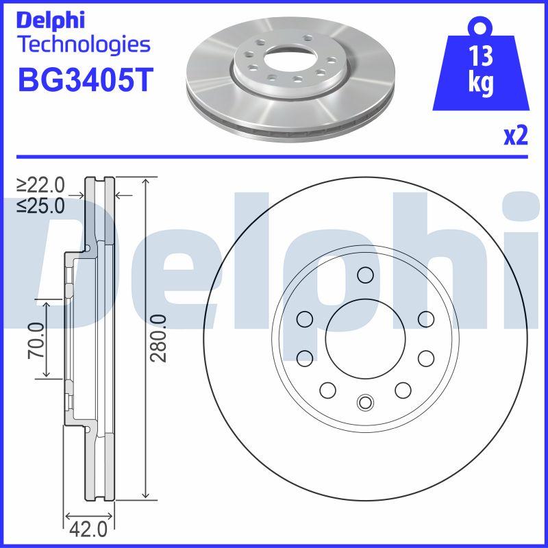 Delphi BG3405T - Brake Disc autospares.lv