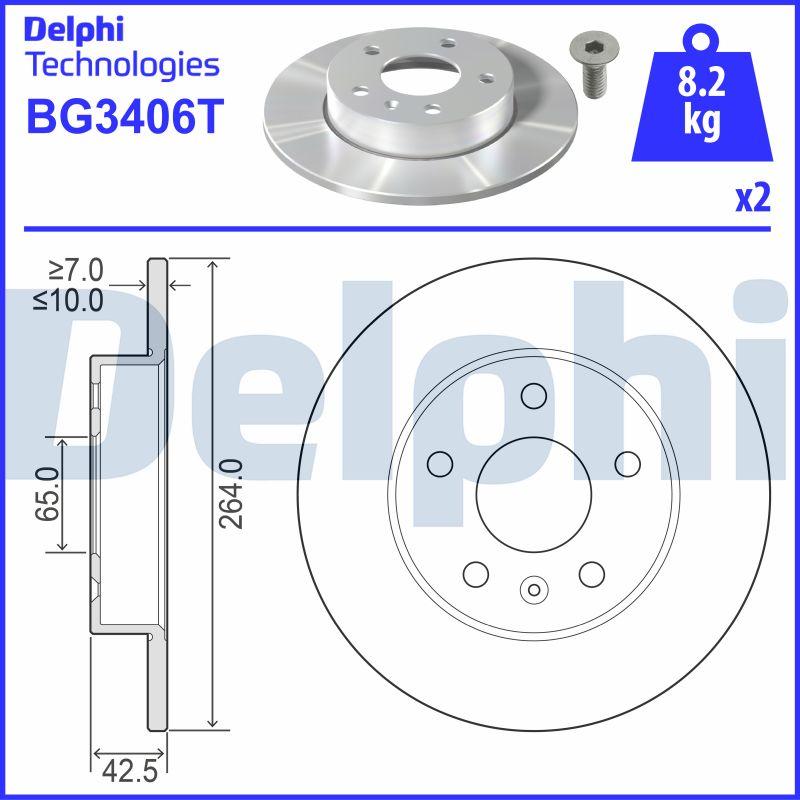 Delphi BG3406T - Brake Disc autospares.lv