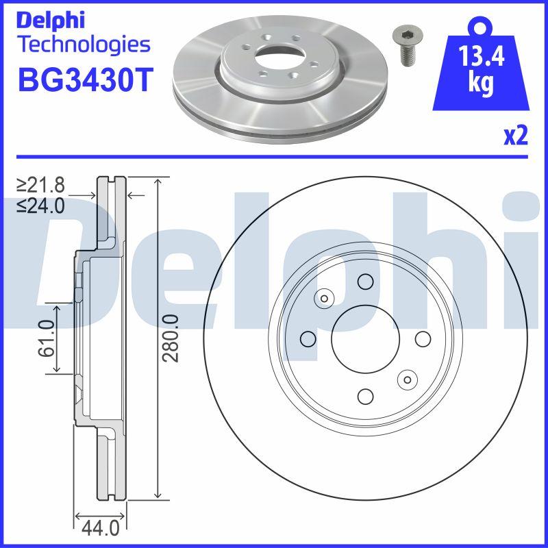 Delphi BG3430T - Brake Disc autospares.lv