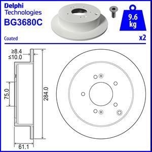Delphi BG3680C - Brake Disc autospares.lv
