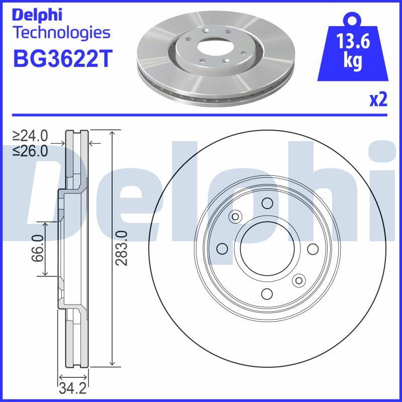 Delphi BG3622T - Brake Disc autospares.lv