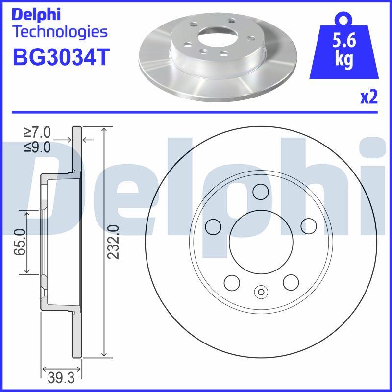 Delphi BG3034T - Brake Disc autospares.lv