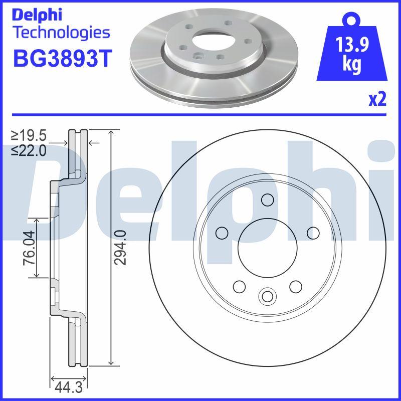 Delphi BG3893T - Brake Disc autospares.lv