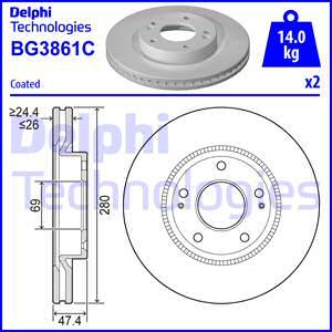 Delphi BG3861C - Brake Disc autospares.lv