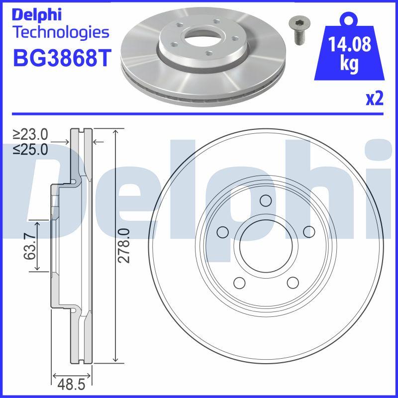 Delphi BG3868T - Brake Disc autospares.lv