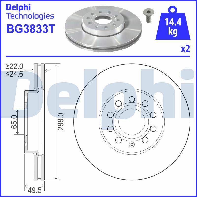 Delphi BG3833T - Brake Disc autospares.lv