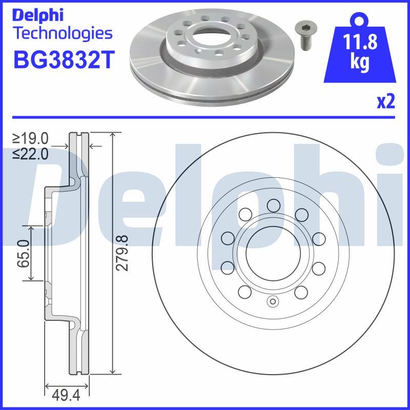 Delphi BG3832T - Brake Disc autospares.lv