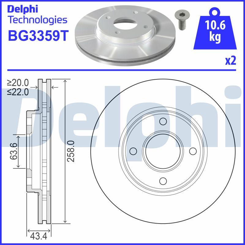 Delphi BG3359T - Brake Disc autospares.lv