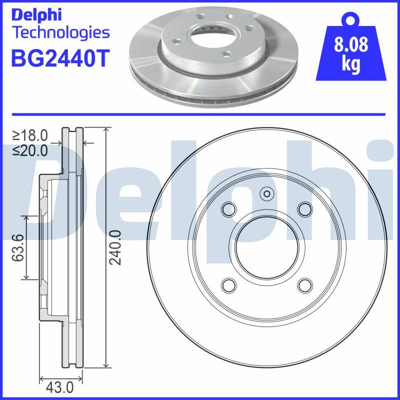 Delphi BG2440T - Brake Disc autospares.lv