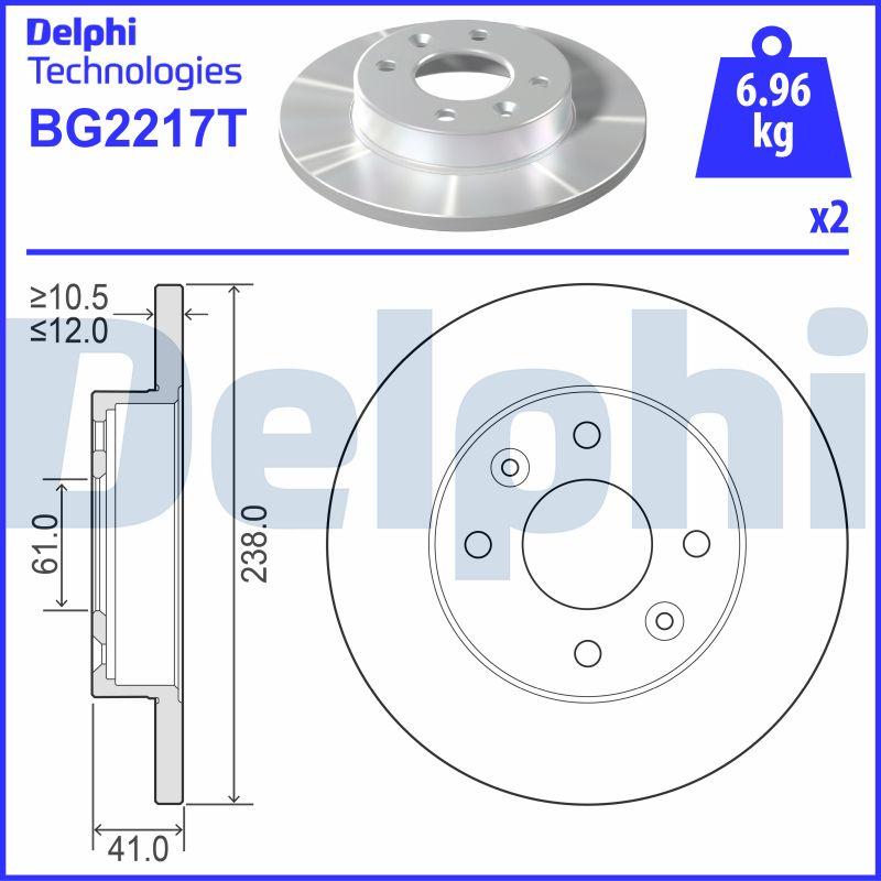 Delphi BG2217T - Brake Disc autospares.lv