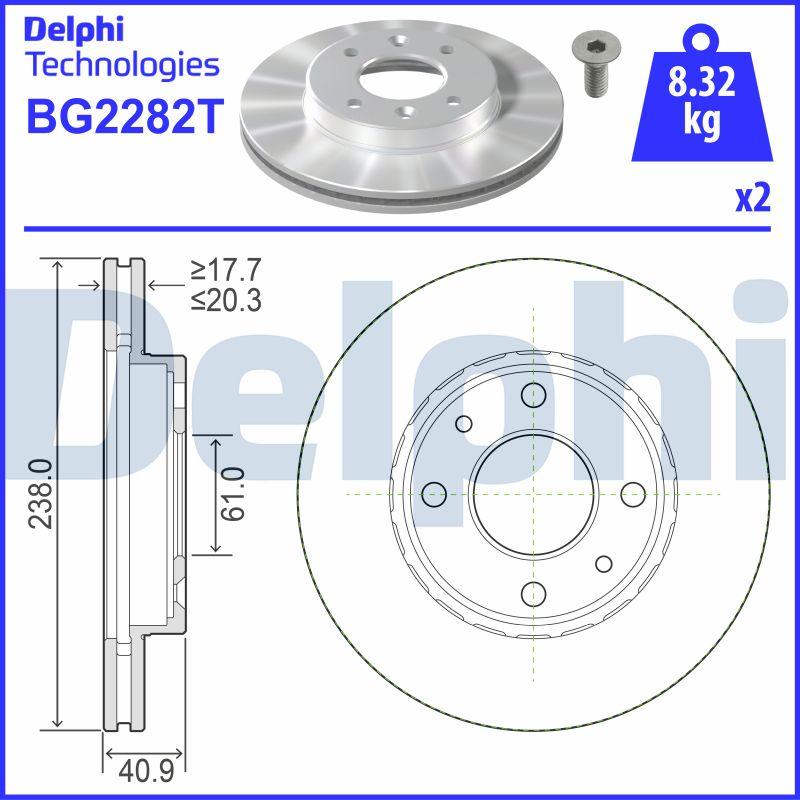 Delphi BG2282T - Brake Disc autospares.lv