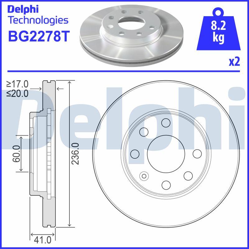 Delphi BG2278T - Brake Disc autospares.lv