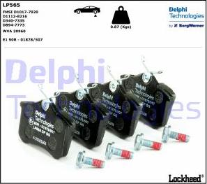 Delphi LP565 - Brake Pad Set, disc brake autospares.lv