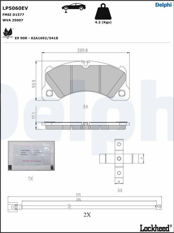 Delphi LP5060EV - Brake Pad Set, disc brake autospares.lv