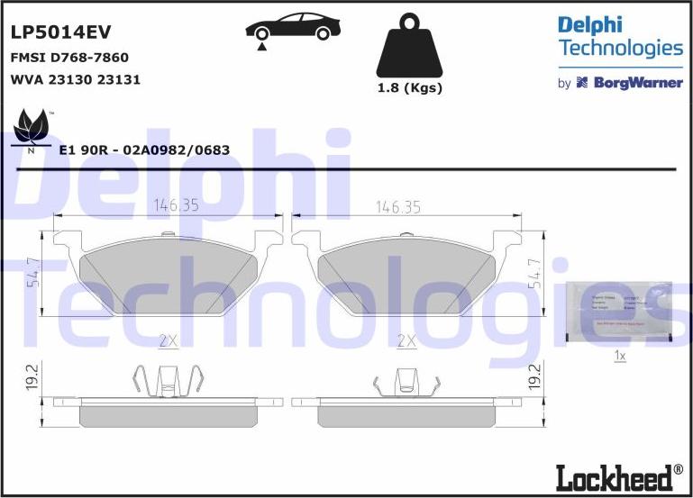 Delphi LP5014EV - Brake Pad Set, disc brake autospares.lv