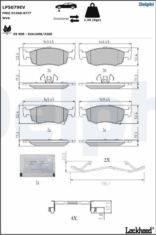 Delphi LP5079EV - Brake Pad Set, disc brake autospares.lv