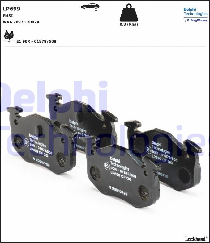 Delphi LP699 - Brake Pad Set, disc brake autospares.lv