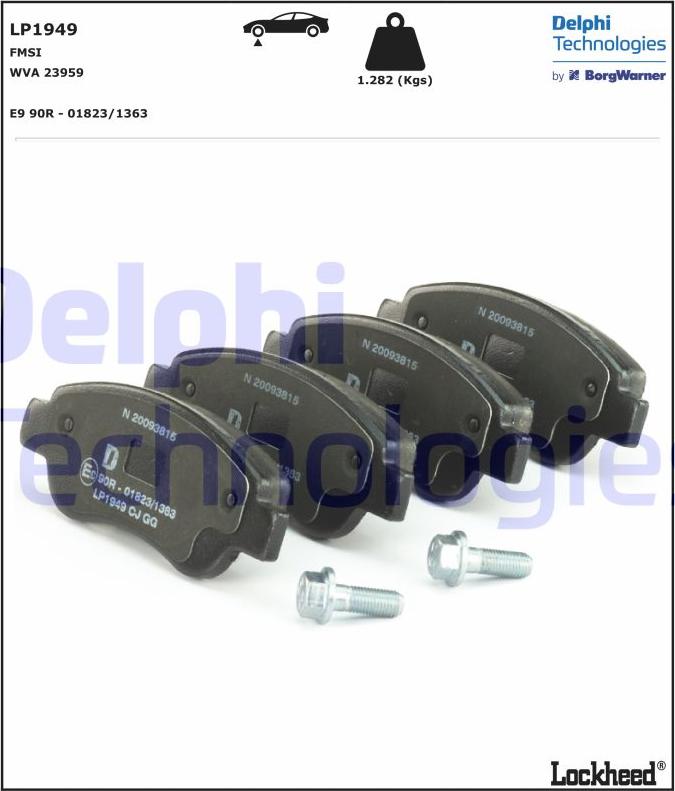 Delphi LP1949 - Brake Pad Set, disc brake autospares.lv