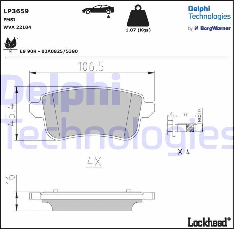 Delphi LP3659 - Brake Pad Set, disc brake autospares.lv