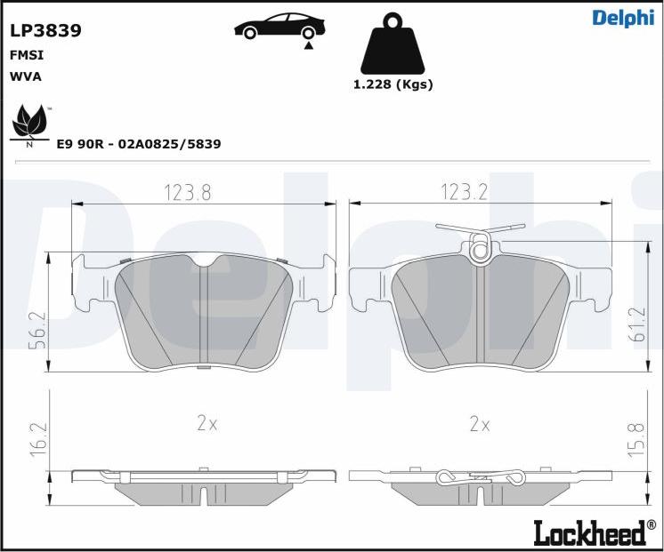 Delphi LP3839 - Brake Pad Set, disc brake autospares.lv