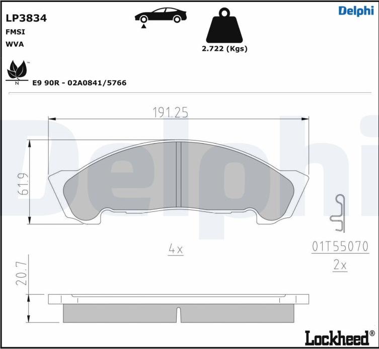 Delphi LP3834 - Brake Pad Set, disc brake autospares.lv