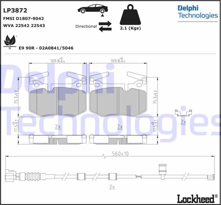 Delphi LP3872 - Brake Pad Set, disc brake autospares.lv