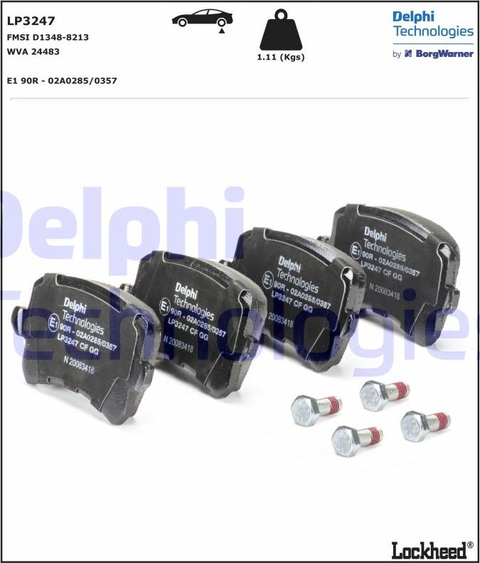 Delphi LP3247 - Brake Pad Set, disc brake autospares.lv