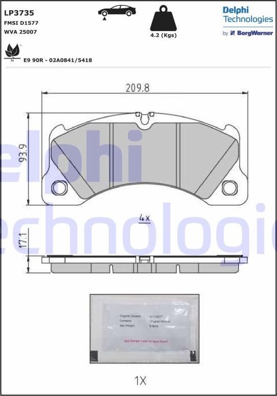 Delphi LP3735 - Brake Pad Set, disc brake autospares.lv