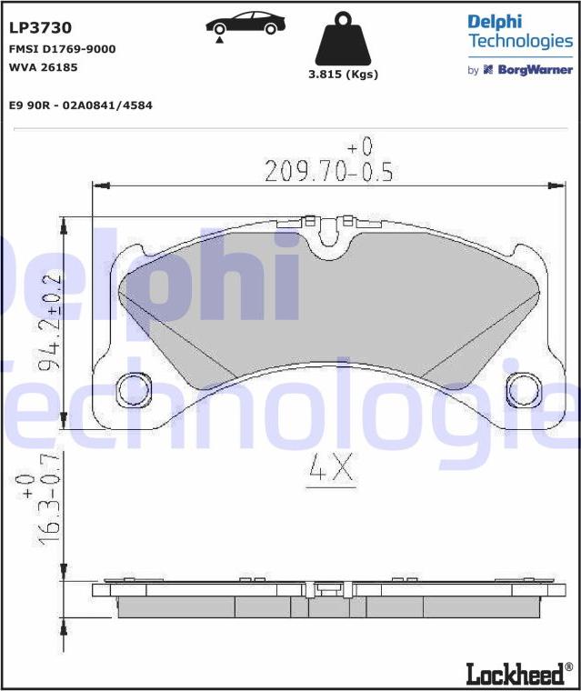 Delphi LP3730 - Brake Pad Set, disc brake autospares.lv