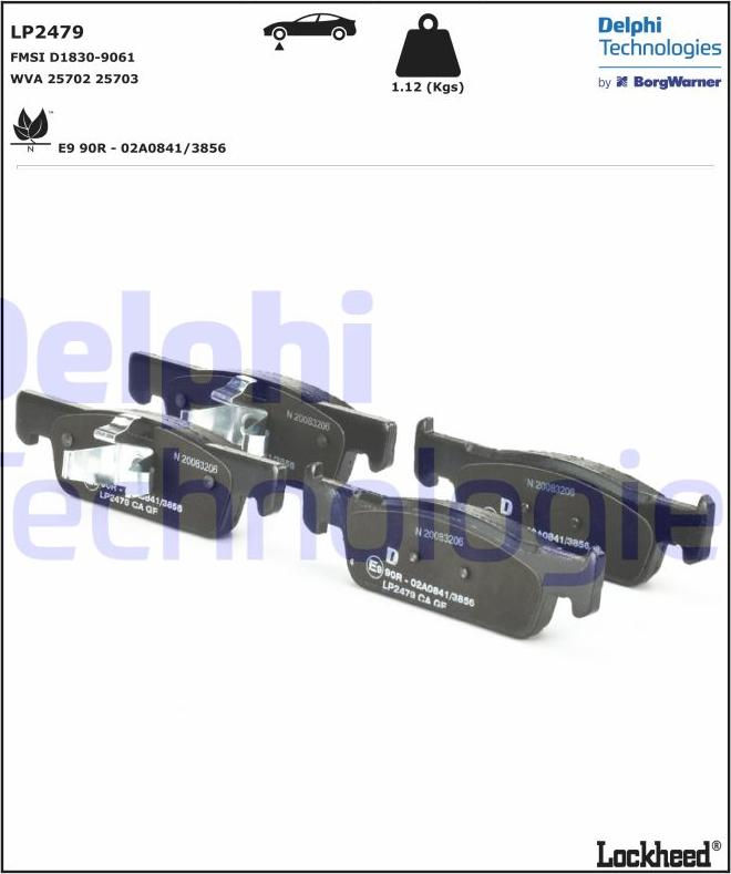 Delphi LP2479 - Brake Pad Set, disc brake autospares.lv