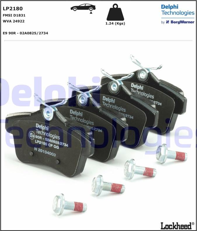 Delphi LP2180 - Brake Pad Set, disc brake autospares.lv