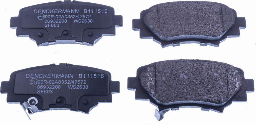 Denckermann B111516 - Brake Pad Set, disc brake autospares.lv