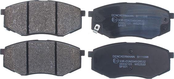 Denckermann B111398 - Brake Pad Set, disc brake autospares.lv