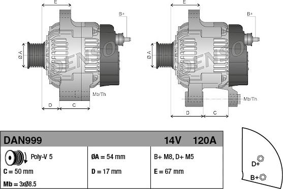 Denso DAN999 - Alternator autospares.lv