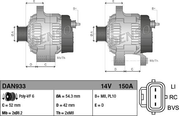 Denso DAN933 - Alternator autospares.lv